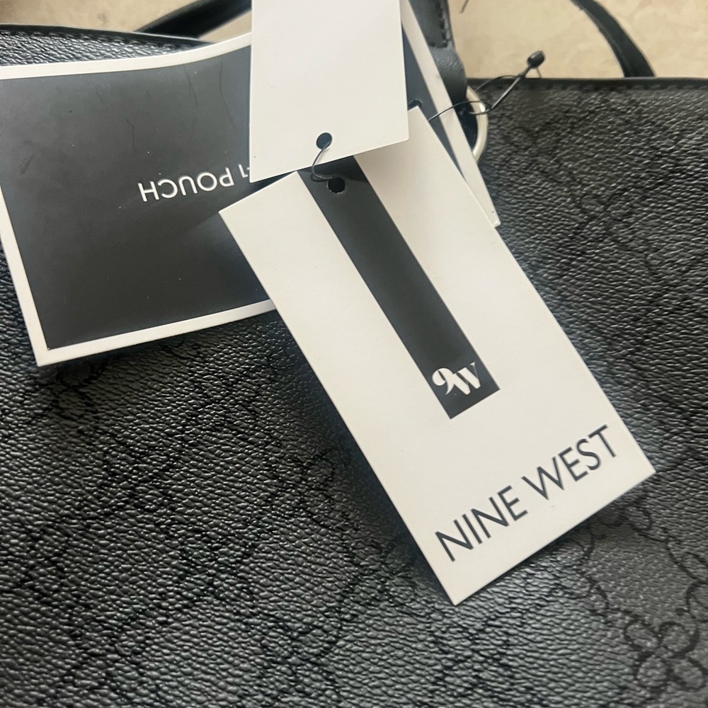 Nine West Black Structured Tote with Leather Trim - Picture 5 of 6
